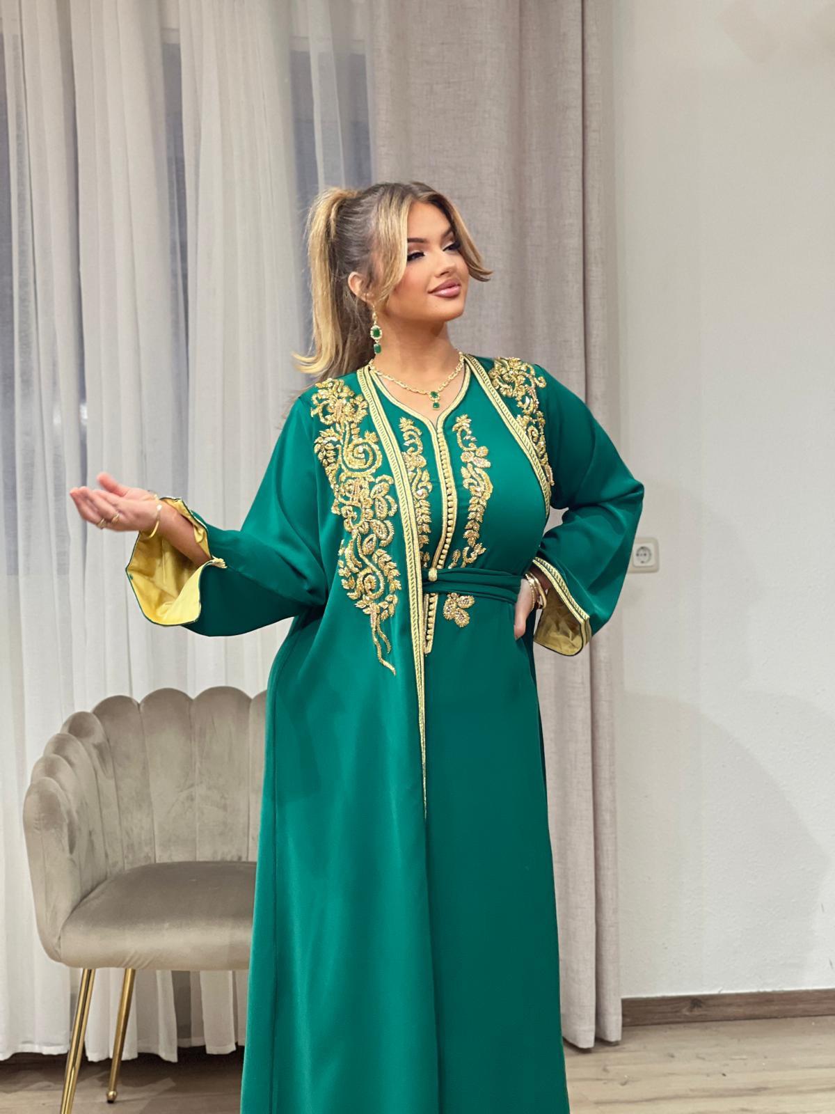 Kimono Caftan Dalia/ Grün, Gold
