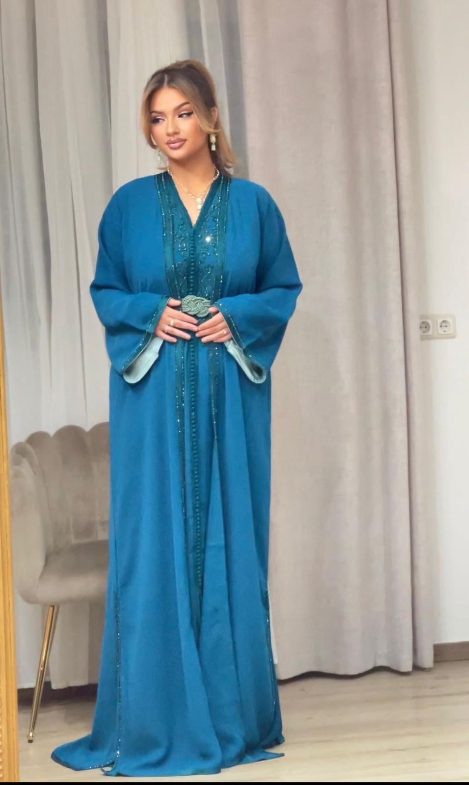 KIMONO AMIRA/ Petrol& HELLBLAU