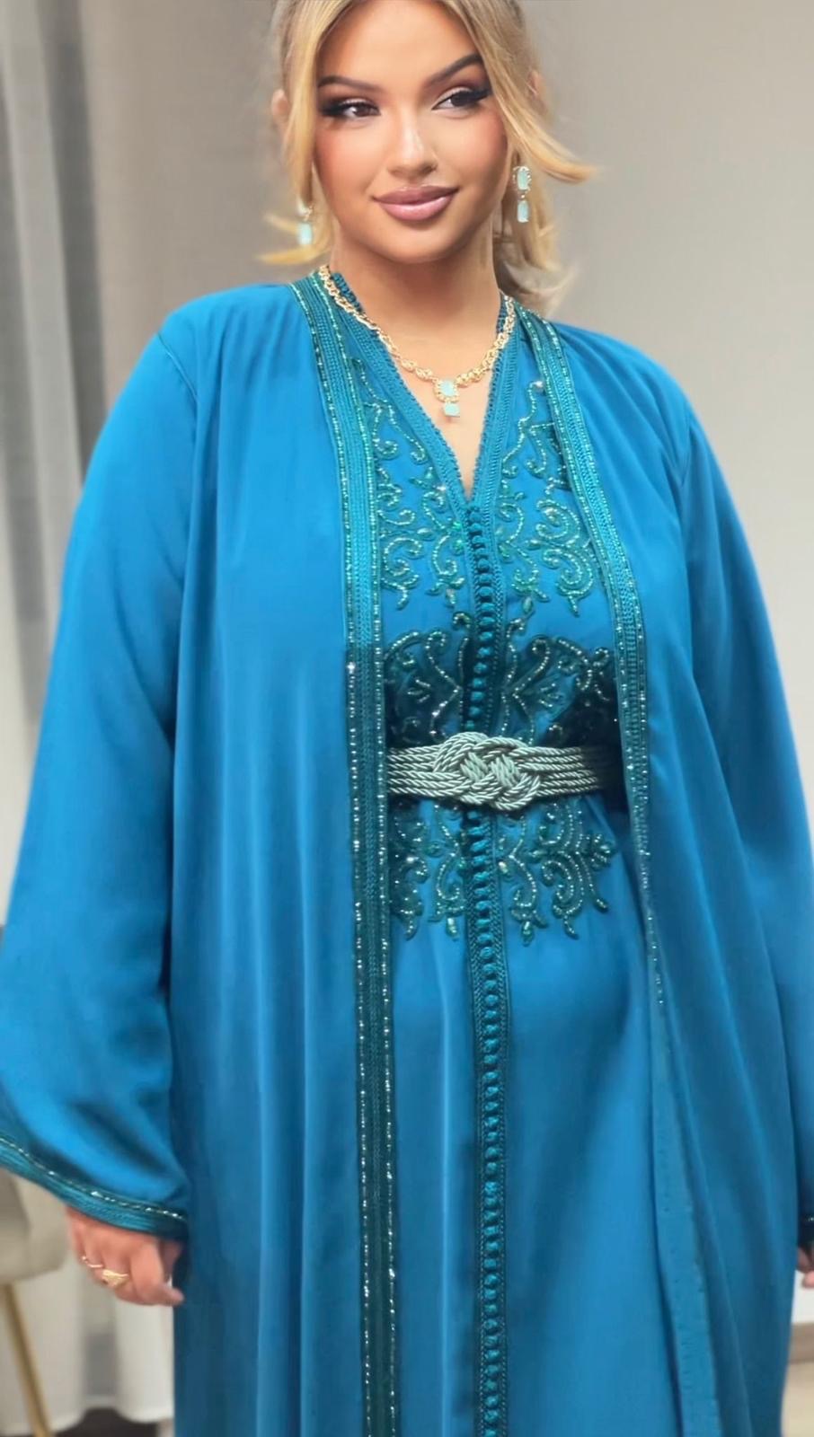 KIMONO AMIRA/ Petrol& HELLBLAU