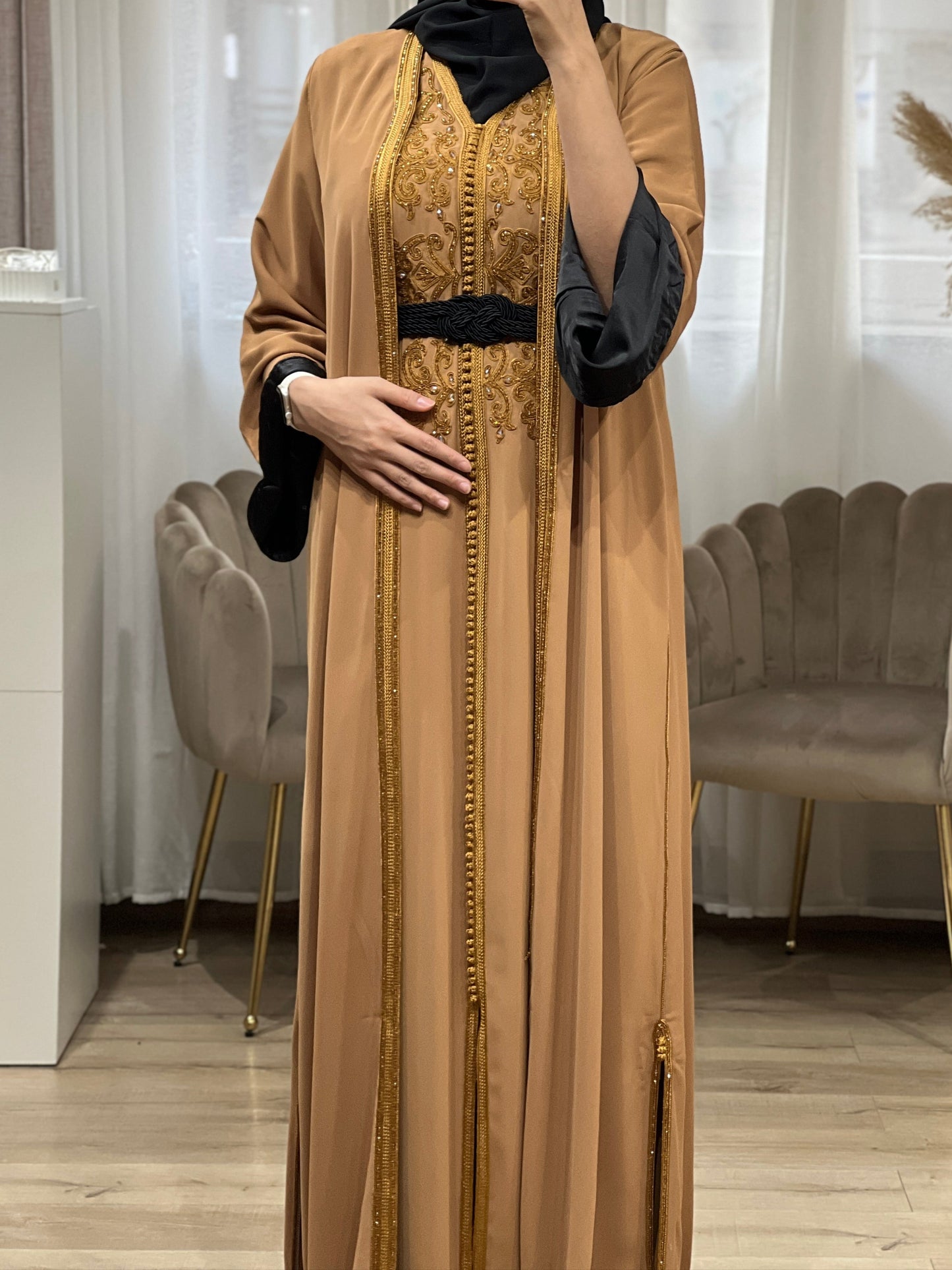 KIMONO AMIRA/ KARAMELL& SCHWARZ
