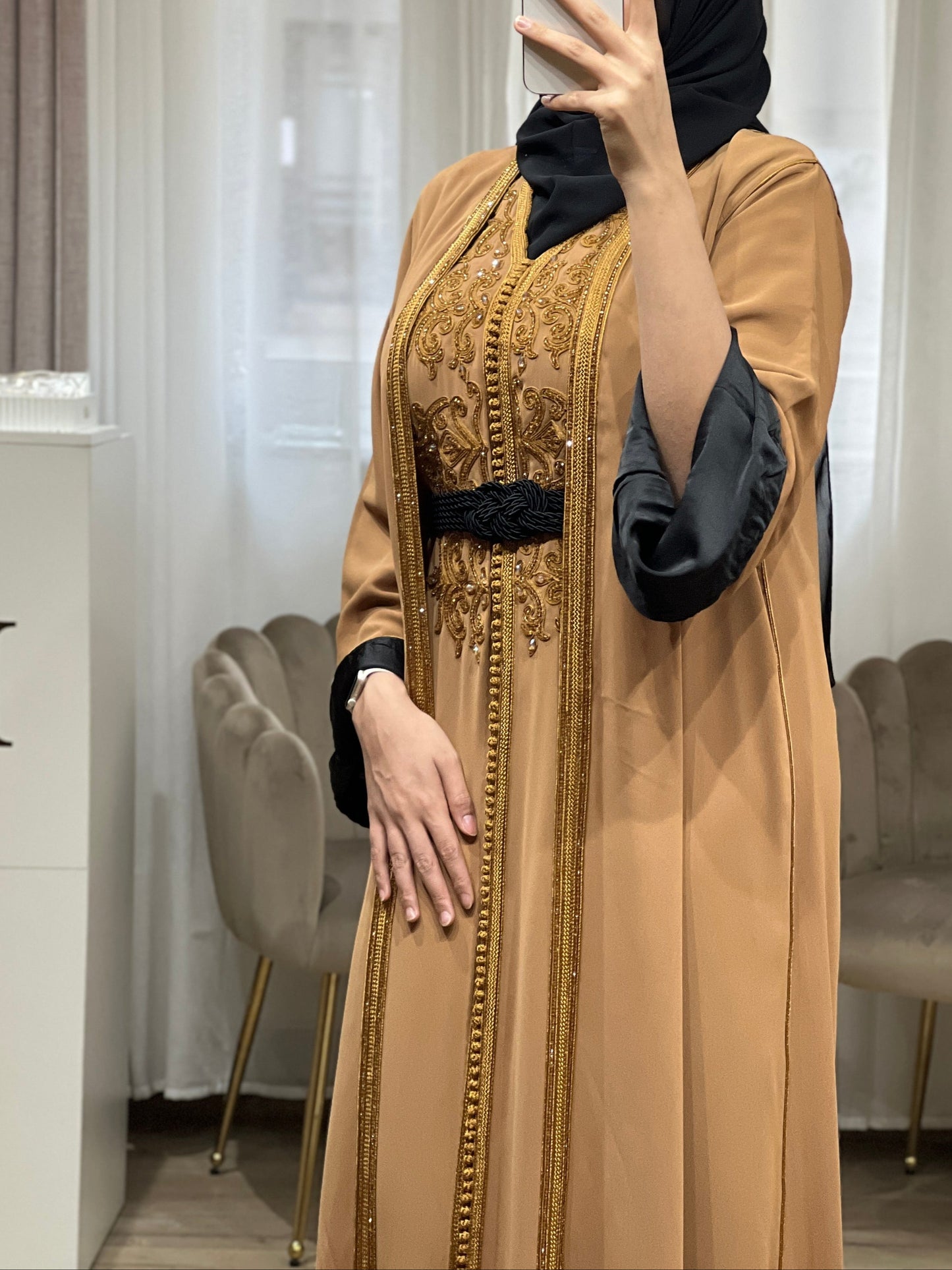 KIMONO AMIRA/ KARAMELL& SCHWARZ