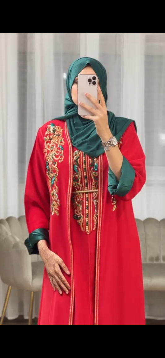Kimono Caftan Dalia/ Rot, Grün
