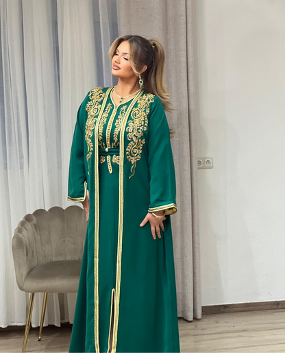 Kimono Caftan Dalia/ Grün, Gold