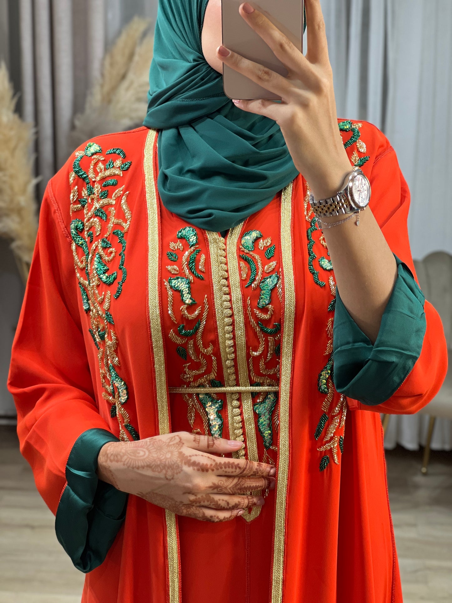 Kimono Caftan Dalia/ Orange,Grün